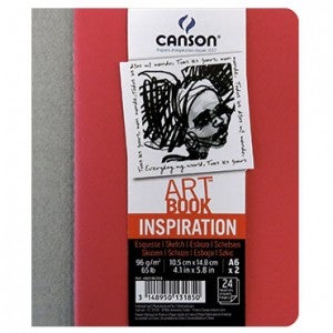 캔손 인스피레이션아트북 스케치북 96g A6 (24매입) 1팩 (2권) - CA100-266 Bright red+Steel grey