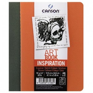 캔손 인스피레이션아트북 스케치북 96g A6 (24매입) 1팩 (2권) - CA100-267 Ivy+Orange