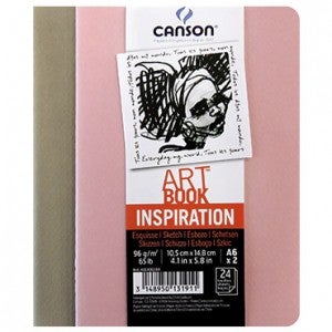 캔손 인스피레이션아트북 스케치북 96g A6 (24매입) 1팩 (2권) - CA100-268 Sepia+Orchid