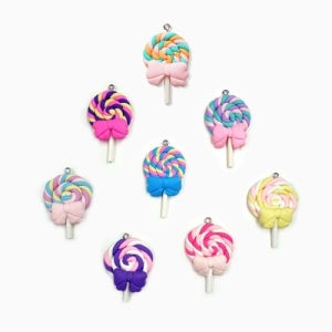 리본 롤리팝 무지개 사탕 펜던트 키링 마스크스트랩 재료 악세서리 부자재 [8color]