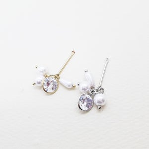 귀걸이 만들기 부자재 큐빅 진주 막대 펜던트 연결고리 팬던트 참 장식 악세사리 재료[1쌍]