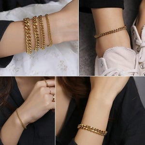 써지컬스틸 4size골드체인 팔찌(발찌)