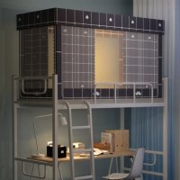 침대텐트 실내 접이식 가정용 벙커침대 기숙사 모기장 암막커튼 프라이버시 2층침대 난방