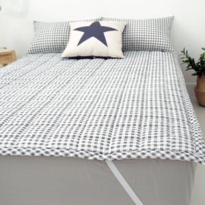 바숨 스몰체크 고정밴딩 시어서커 여름침대패드 슈퍼싱글(SS)