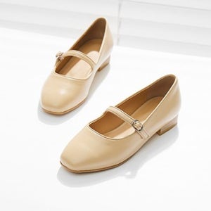 밀크폼폼 천연소가죽 플랫단화