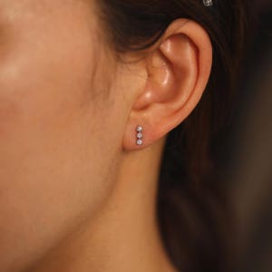 14K 다이아 트리오 스터드 귀걸이 (1피스), 미니멀얼루어