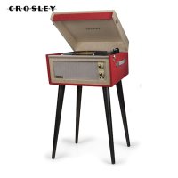 Crosley 크로슬리 버뮤다 레드 스탠딩 턴테이블 독일직배송