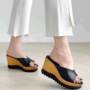 [소가죽] 역대급 웨지 슬리퍼 9cm (315K7)