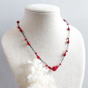 수순한 소원 진실의 붉은 국화&소원성취 경면주사 목걸이, 꽁시랑 매듭 이야기