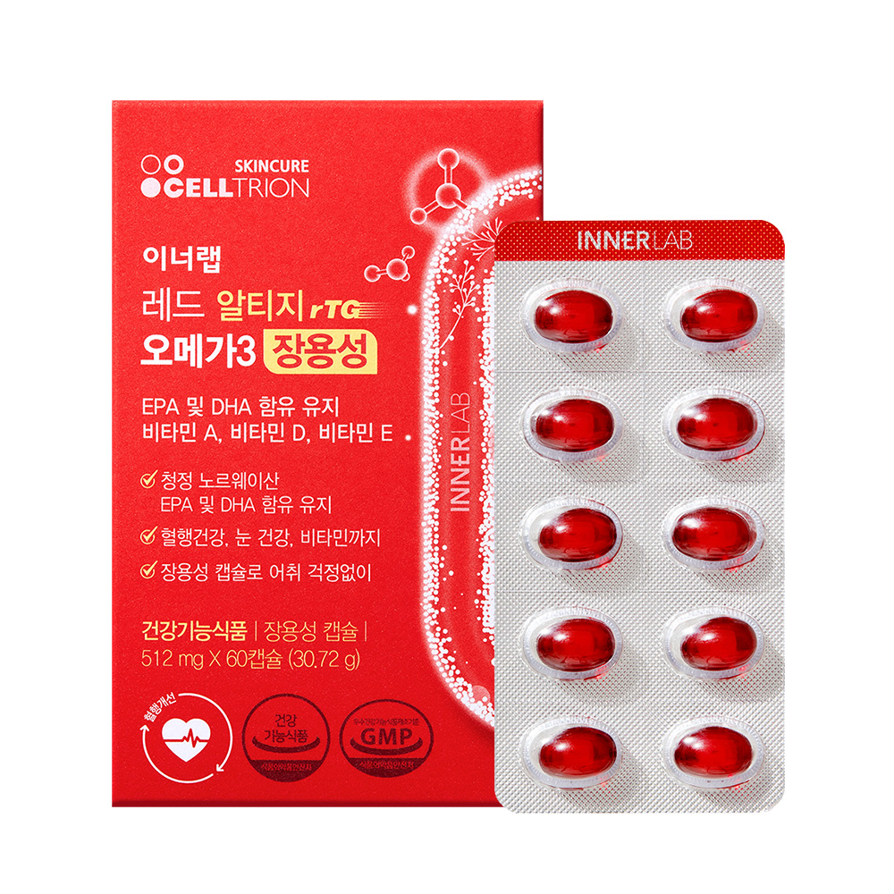 이너랩 <b>레드</b> 알티지 <b>오메가</b>3 장용성 512mg x 60캡슐