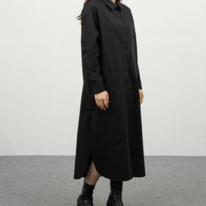 [로우 투 로우] WRD050 파인 코튼 오버핏 셔츠 드레스 (콜드 블랙) WRD031