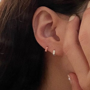 [당일 발송] 925실버 엣지 미니 링 귀걸이, 0.7CENTIMETER