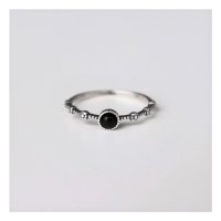 Silver925 Flower dot onyx ring