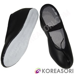 코리아소리 검정색 코있는 검정색 소가죽 5cm 안굽있는 무용굽슈즈 무용슈즈