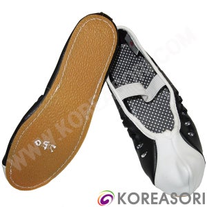 코리아소리 흰색 코있는 검정색 소가죽 굽없는 미투리 사물놀이신발 풍물신발 농악신발 국악신발 SOP-SAB111
