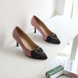 [성수수제화] 하트쥬얼리 새틴레이스 펌프스 , 에즈아이