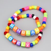 [봉보] Cube initial fancyball color Bracelet 큐브 이니셜 컬러볼 비즈 팔찌 B21OBA012