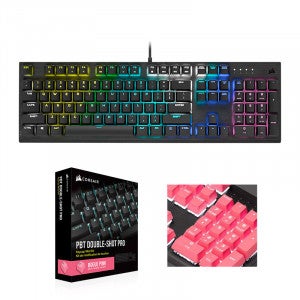 CORSAIR K60 RGB PRO + PBT Double-shot Keycaps Pro (비올라축, 핑크)