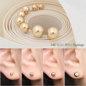미니아트 14K 골드 필드 볼 귀걸이 데일리 심플 금 볼 이어링