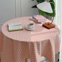 한스갤러리 파스텔체크 원형 사각 캠핑용 테이블보 식탁보 방수