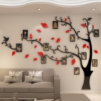 벽 장식 사진 나무 3D 아크릴 벽 스티커 사진 프레임 홈 장식 DIY 나무 배경 화면