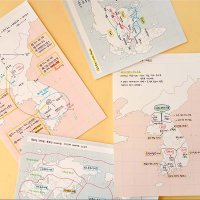 A5 지도 메모패드 한국 세계 50매 혼자공부 역사 수험생 공시생 지도떡메 대떡메 스터디