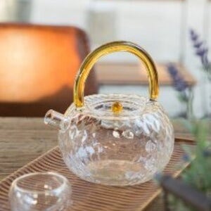 TY 2 손잡이 오렌지 유리티포트