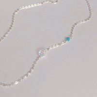 스와로브스키 크리스탈 터키석 담수진주 원석 은목걸이 sole necklace