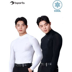 [에스비몰] 남성 골프이너웨어 기능성 자외선차단 냉감 쿨티셔츠-하프넥