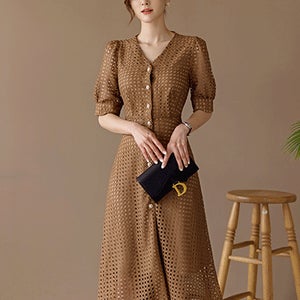 시나몬 펀칭 레이스 원피스[단독특가]