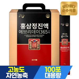 순수식품 [100포]6년근 홍삼정 진액 에브리데이 365 실속형 100포 x 1박스 / 국내산 홍삼 농축액 스틱