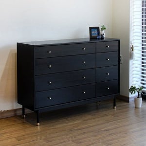 포세이돈 블랙 원목 4단 와이드 화장대 서랍장 드레스룸 침실 TV 높은장 1200