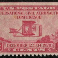 라이트 형제 비행기 민간 항공 649 단일 미국 우표(1928년 12월 12일 발행)