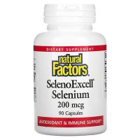 네츄럴 펙터스 Natural Factors SelenoExcell, 셀레늄, 200mcg, 캡슐 90정