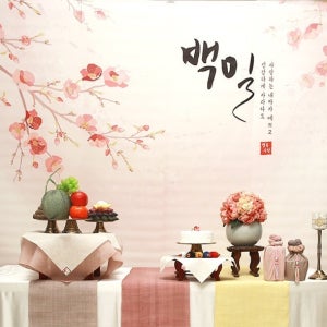 아름다운 꽃과 백일상대여 한복포함