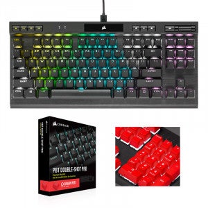 CORSAIR K70 RGB TKL CHAMPION+PBT Double-shot Keycaps Pro (적축, 레드)