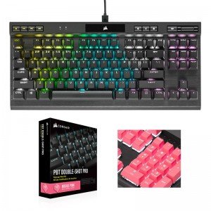 CORSAIR K70 RGB TKL CHAMPION+PBT Double-shot Keycaps Pro (적축, 핑크)