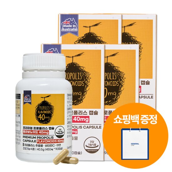 플라보노이드 40mg 프로폴리스 아연 비타민C 4병 12개월 (+쇼핑백)