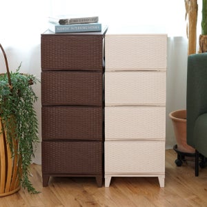 보노하우스 가든 라탄 서랍장 일반형 플라스틱 틈새 수납장 4단