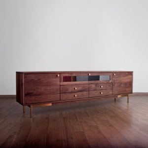 오슬로 높은 월넛거실장 2200 북유럽원목거실장 75인치 85인치 고급 티비다이 TV 장식장