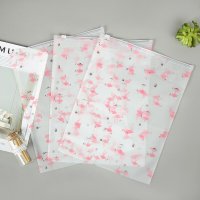 맞춤형 젖빛 지퍼 가방  고품질 의류 비닐 봉투  플라밍고 패턴 인쇄 의류 포장 봉투  지퍼백