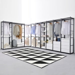 가이온 워너비 4000 2단서랍 ㄱ자 드레스룸 세트