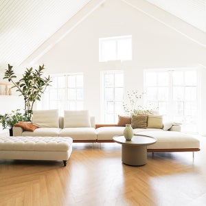 [에싸] 페이튼 6인 테이블 카우치형 카시미라 패브릭 소파 (가죽콤비)