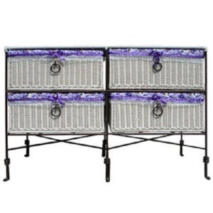 신원등 라탄 2x2단 화이트 서랍장/라탄수납장 와이드 옷 수납 수납장 체스트 옷장 안방 2칸 2단 철제 프레임 흰색 정리함