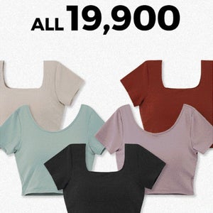 ♥베스트♥ 이너가 필요없는 크롭 반팔티 2종 (라운드넥,스퀘어넥)