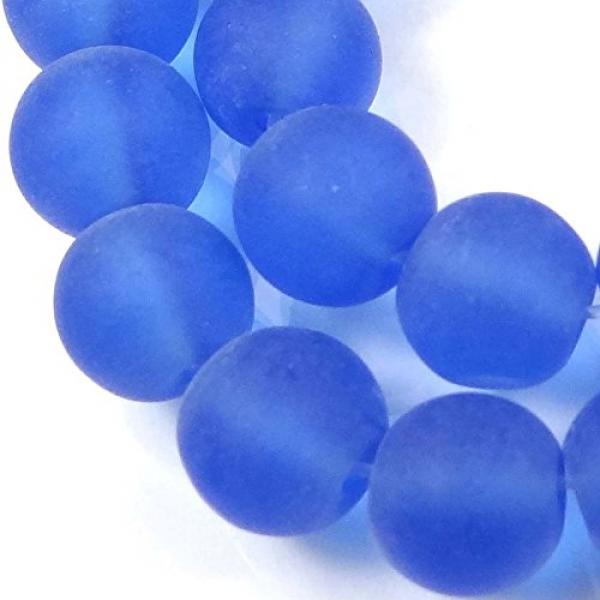 Matte Light Sapphire w/Frosted Seaglass Finish 21 Pieces 4mm Round Beads 