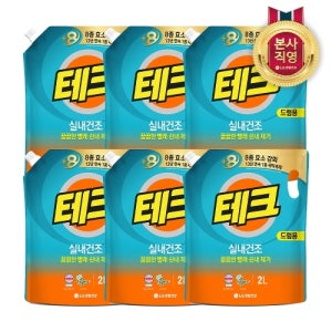 LG생활건강 테크 실내건조 액체세제 리필 2L(드럼) x 6개