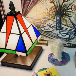 💡 RGB 사각 스테인드글라스 미니 조명, 마리포사 스테인드글라스