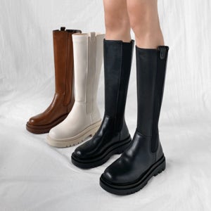 시즌 컬러 5cm 뒷지퍼 롱 첼시부츠[롱첼시부츠]