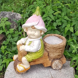 정원인형 19C0213A 통나무 자전거 타는 소년